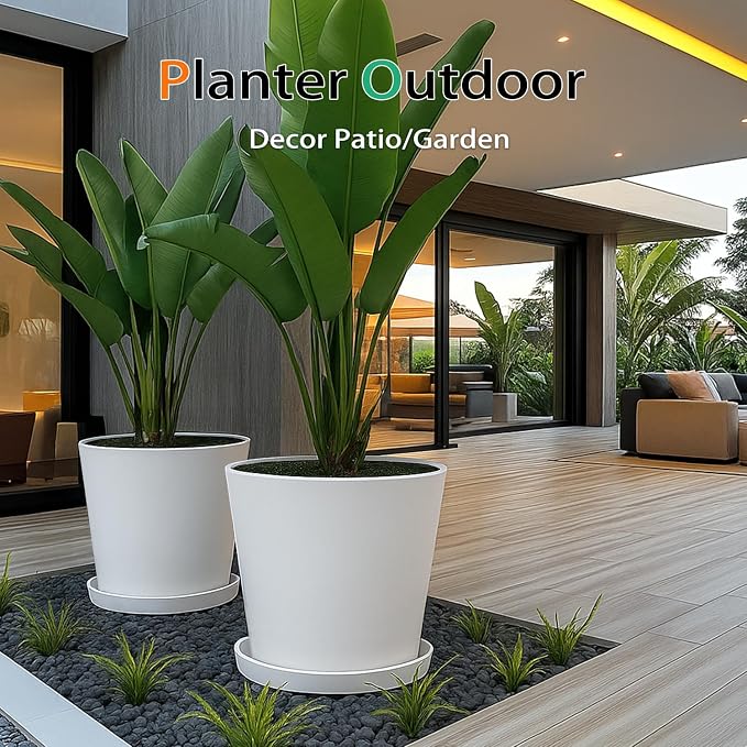 Wide Planters for Outdoor Plants, Extra Large Indoor Flower Pots for Garden - Image 4