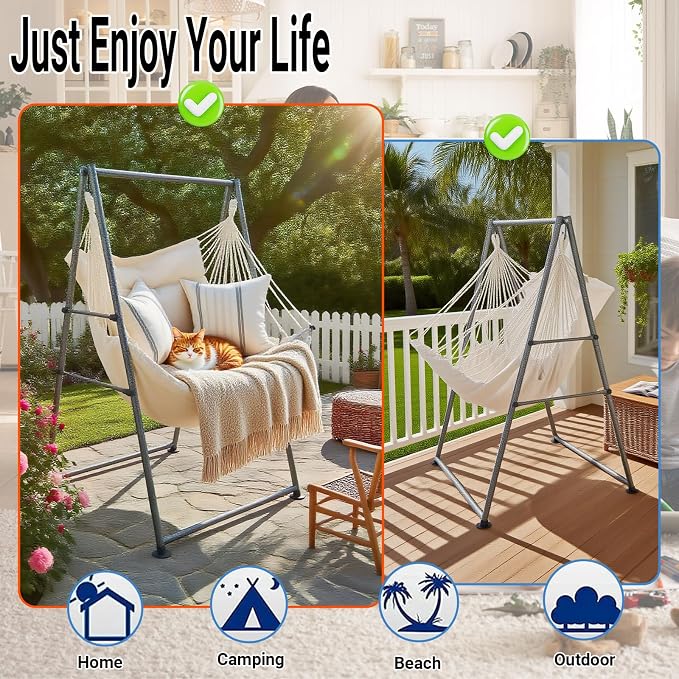 Hammock Chair Stand with X-Large Swing Chair with Footrest，Anti-Tip Thickened - Image 7