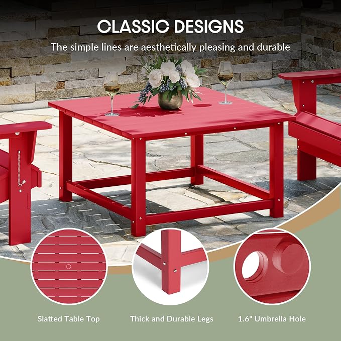 WestinTrends Malibu Low Outdoor HDPE Square Patio Coffee Table - Image 8