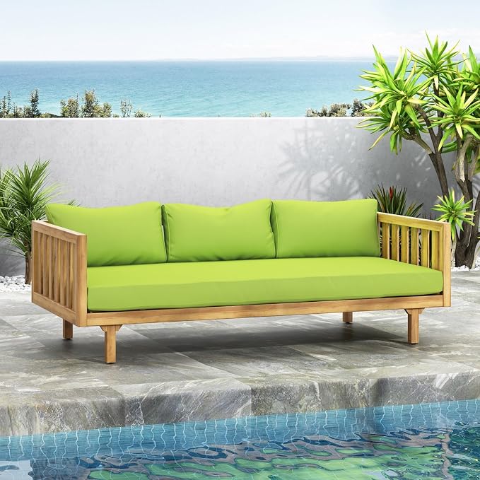Merax Outdoor Acacia Wood Daybed, 3 Seater Day Bed Couch Sofa - Image 6