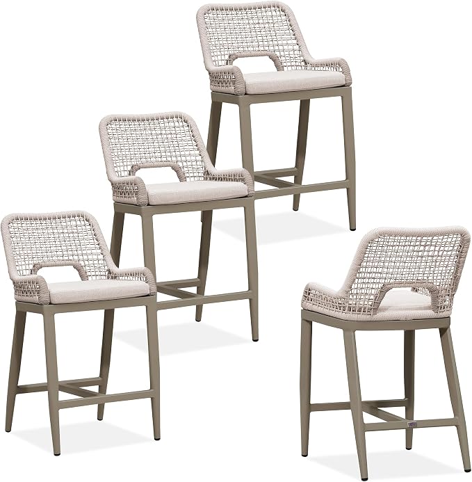 PURPLE LEAF Counter Height Bar Stools Set of 4 Outdoor Bar Chair - Image 3