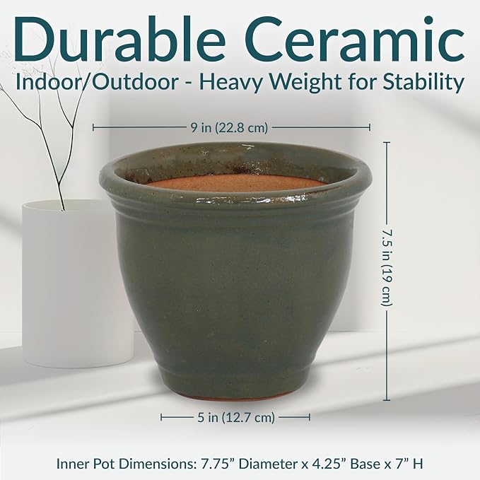 Sunnydaze Round Ceramic Planter - Image 5