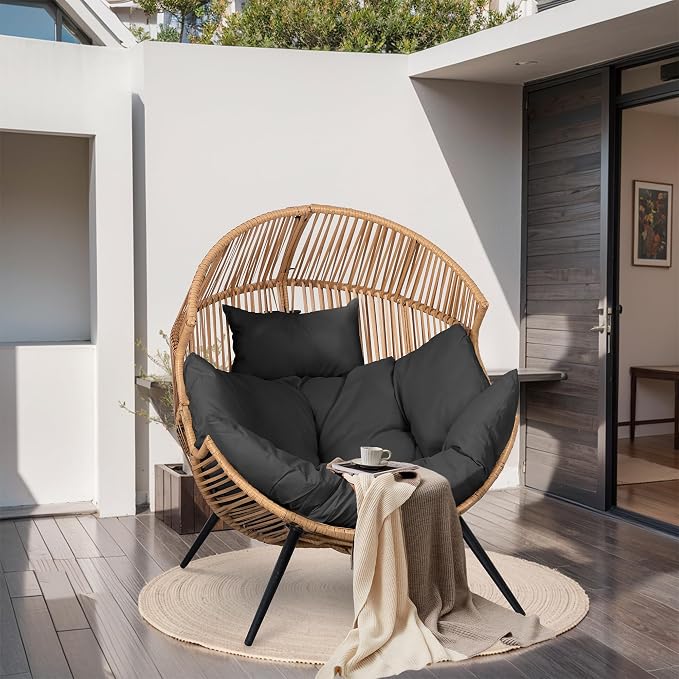 JAMFLY Egg Chair Wicker Outdoor Chairs, Oversized Patio Chair Oversized Lounger - Image 3