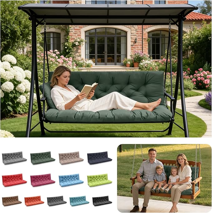 Porch Swing Cushions, Outdoor Swing Replacement Cushions 4 Seater by LCYY.TG