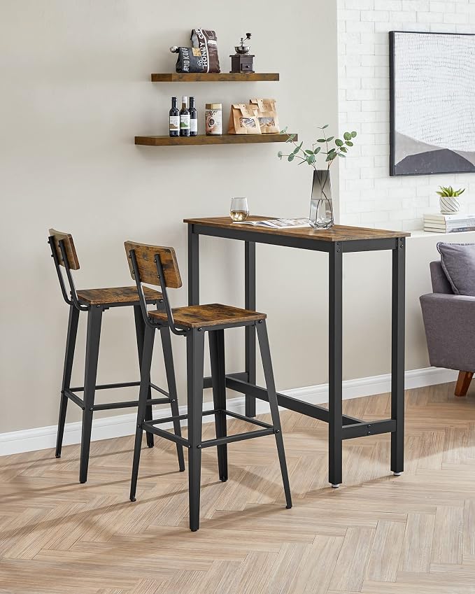 VASAGLE Set of 4 Bar Stools, Bar Height Stools, 29.1 Inches Tall Barstools - Image 3