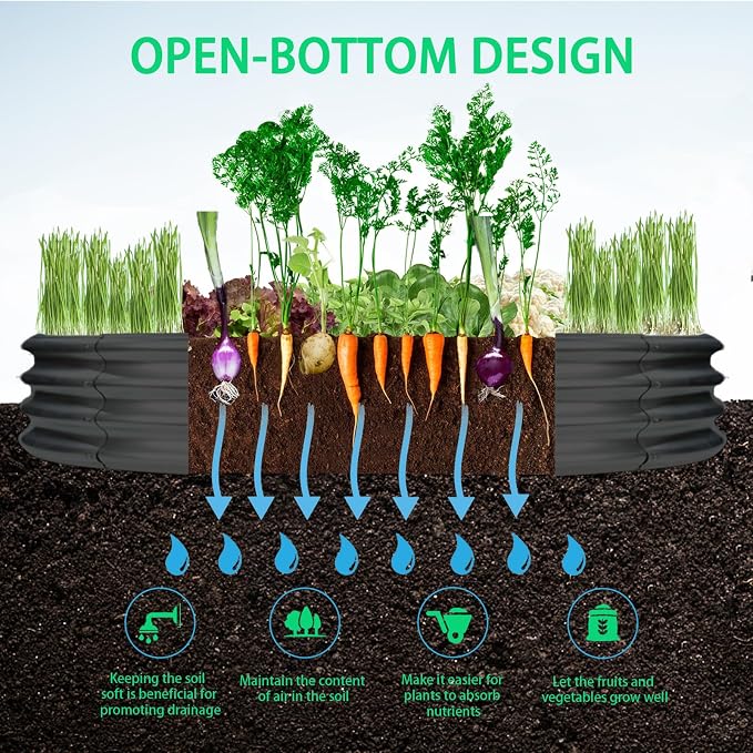 Durable Round Galvanized Steel Raised Garden Bed - Image 2