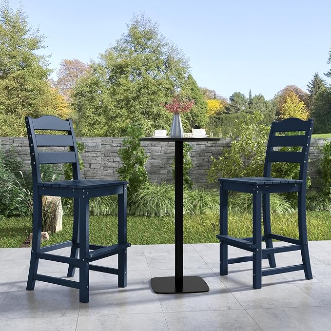 Giantex Outdoor HDPE Bar Stool, Patio Tall Bar Chair - Image 9