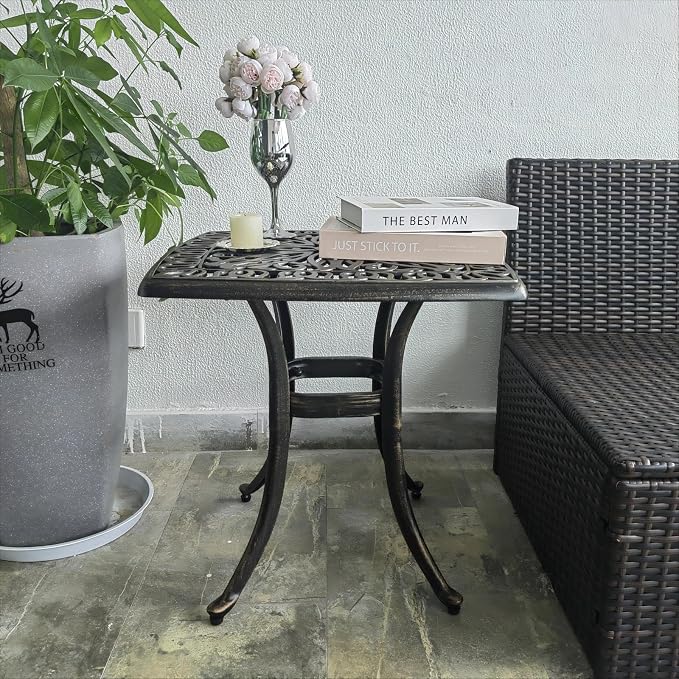 Outdoor Cast Aluminum Side Table End Table - Image 5