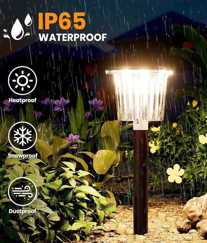 Super Bright Solar Pathway Lights Outdoor Powered, Adjustable Warm&Cool White - Image 4