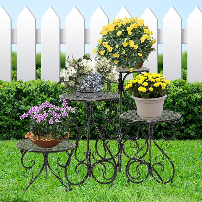4-Pack Metal Plant Stand for Indoor Outdoor, Heavy Duty Flower Pot Stands for - Image 5