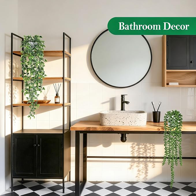 Der Rose 8Pcs Fake Plants Hanging Artificial Ivy Vine Faux Eucalyptus Hanging - Image 6
