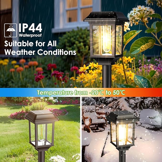 Mancra Solar Outdoor Lights Waterproof, 8 Pack Metal Glass Solar Pathway Lights - Image 4