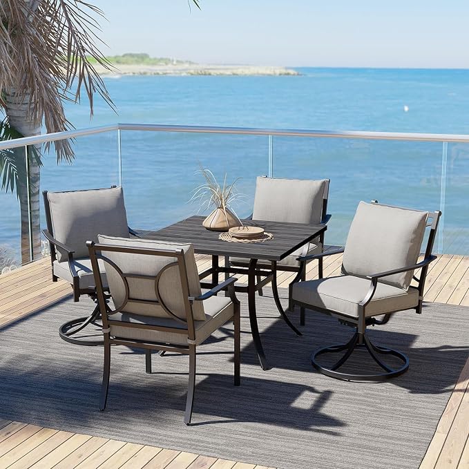 Grand patio Patio Dining Set for 2, E-Coated Outdoor Dining Set, 2 Swivel - Image 7