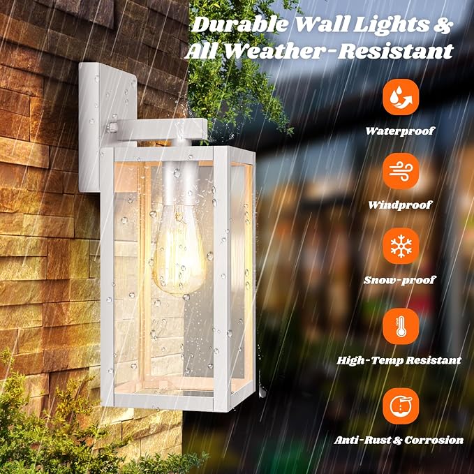 Brightever 2-Pack Outdoor Wall Light Fixtures, Waterproof Anti-Rust Outside - Image 2