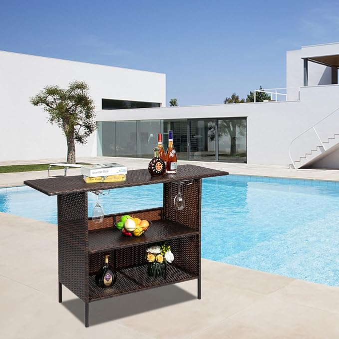 Multifunctional Wicker Outdoor Bar Table - Image 7