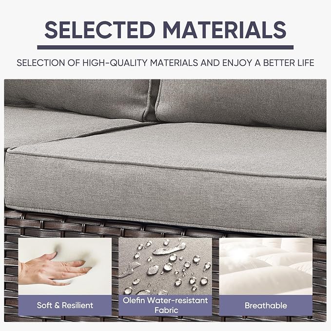 Belord 6 Piece Outdoor Furniture Patio Wicker Sofa Set, Oversize Outdoor Swivel - Image 8