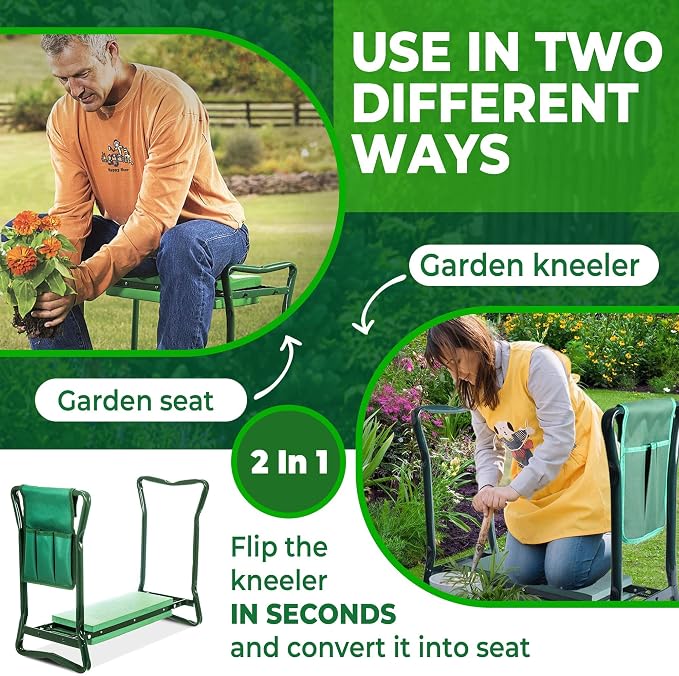 Garden Kneeler and Seat, Foldable Garden Stool Heavy Duty Gardening Bench - Image 4