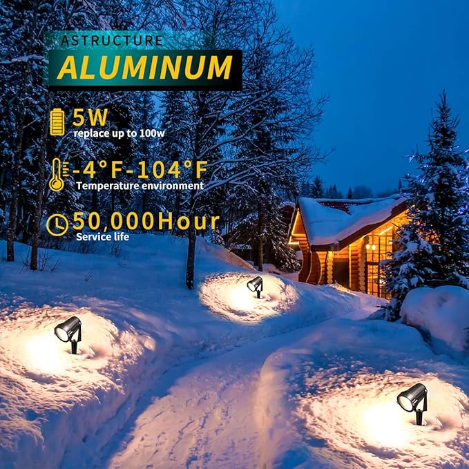 LED Landscape Lights, 5W 120V AC Outdoor Pathway Garden Yard Spotlight - Image 4