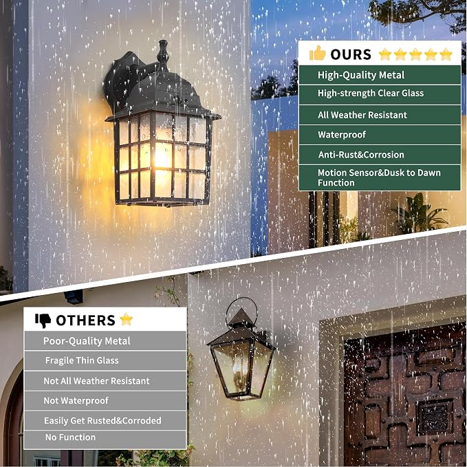 Motion Sensor Dawn to Dusk Sensor Outdoor Wall Light Fixtures Waterproof - Image 8
