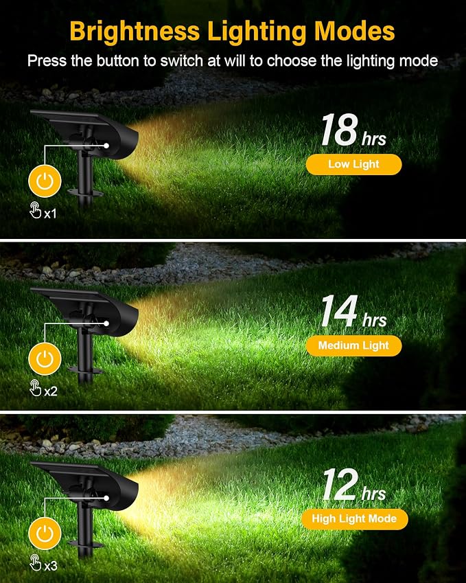 BAXIA TECHNOLOGY Solar Spotlights Outdoor Waterproof, 3 Lighting Modes Spot - Image 3