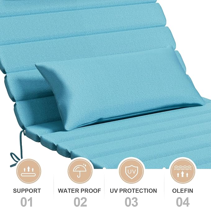 2PCS Outdoor Water-Resistant Olefin Chaise Lounge Cushions - Image 8