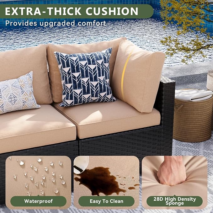 Aoxun 10 Piece Patio Furniture Set Wicker Rattan Patio Sectional Sofa Set - Image 3