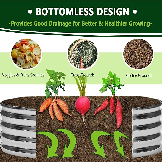 2PCS 3x3x1FT Galvanized Raised Garden Bed Kit, Vegetable Boxes-Round Metal - Image 4