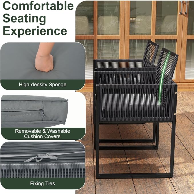 Tangkula 9 Pieces Patio Dining Set, Outdoor Space-Saving Furniture Set - Image 6