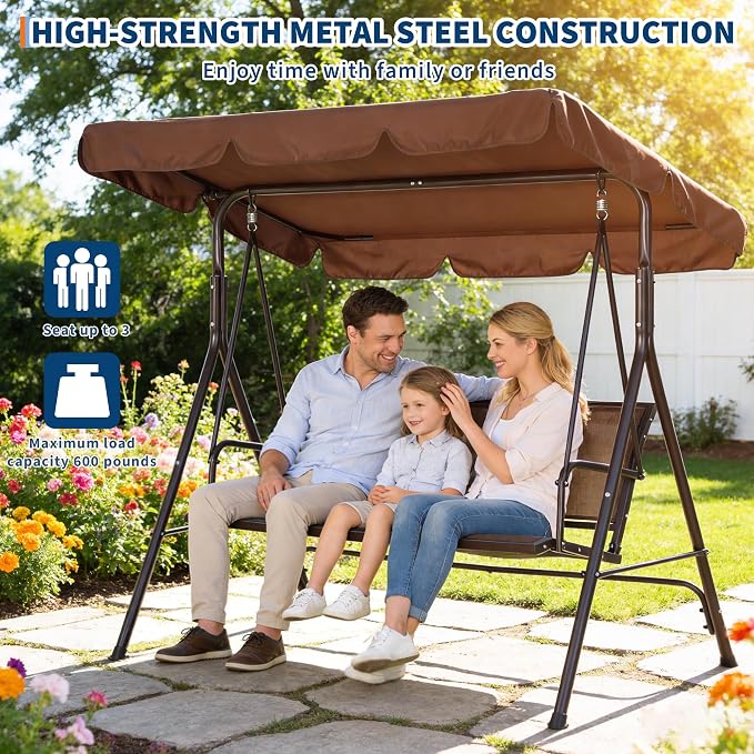 Porch Swing with Adjustable Canopy - Image 4