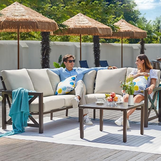 NATURAL EXPRESSIONS 6 Pieces Patio Furniture Sets, Metal Outdoor Sectional - Image 5