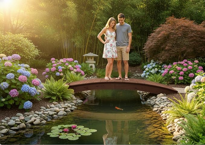8 FT WALNUT Amish Made Pinewood Heavy Duty Garden Bridge - Image 4