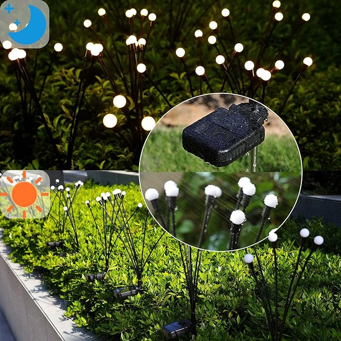 Solar Garden Lights Outdoor, 4 Pack Firefly Swaying Lights, Waterproof Garden - Image 3
