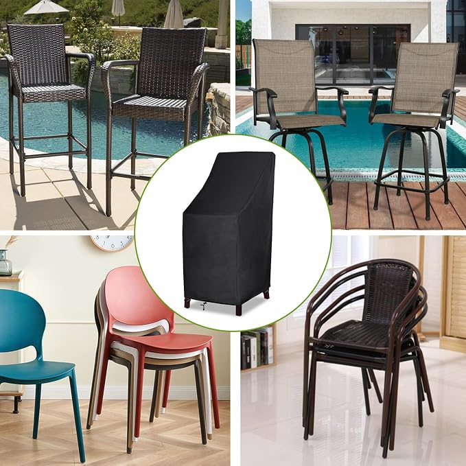 Stackable Patio Chair Covers, High Back Outdoor Chair Covers, 600D Heavy Duty - Image 5