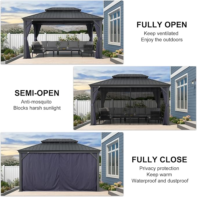 PURPLE LEAF 10' X 14' Hardtop Gazebo Aluminum Gazebo - Image 3