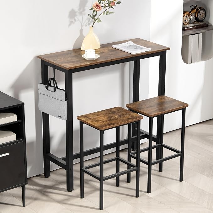 Finnhomy Bar Table Set, 39.3" Pub Table High Top Table, Rectangular Bar Height - Image 2