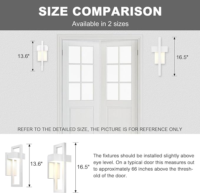 LamQee Outdoor Wall Lights Modern Exterior Lighting Fixtures, 3000K Integrated - Image 6