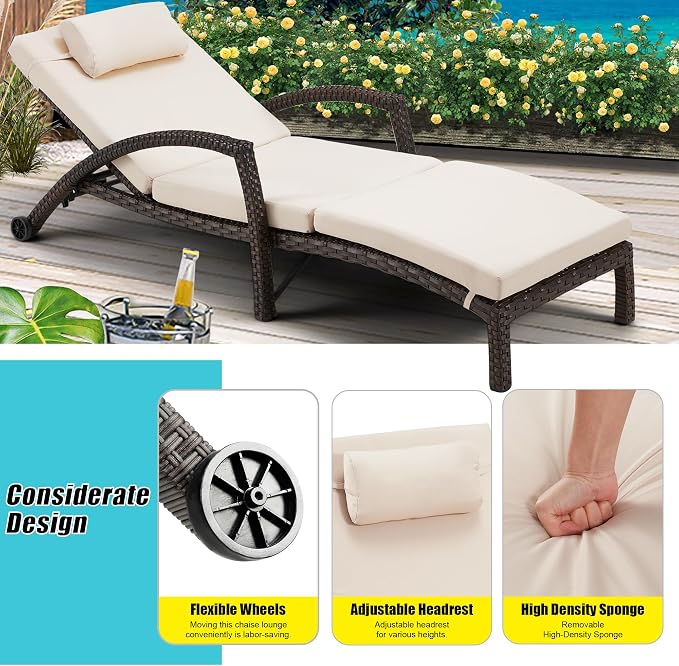 HOMREST Chaise Lounge Chairs Set of 2 - Image 8