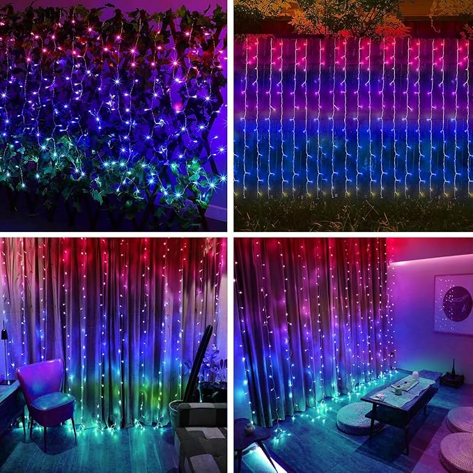 300 LED Solar Curtain Lights Outdoor Indoor Solar Christmas Lights Fairy Window - Image 2