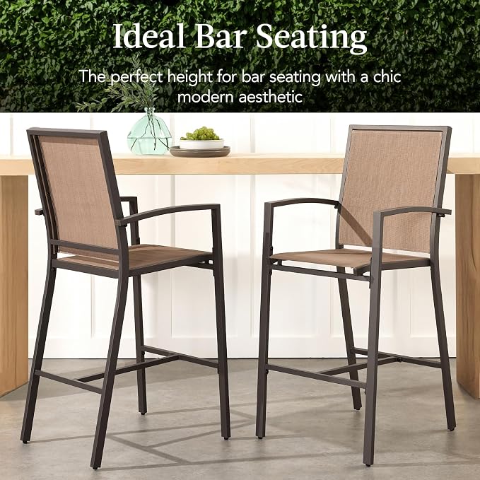 Best Choice Products Outdoor Bar Stools Set of 2, Bar Height, Patio Furniture - Image 3