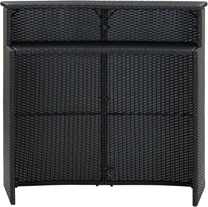 Festnight Garden Bar Table Black Rattan 47.2"x21.7"x43.3" Poly - Image 3