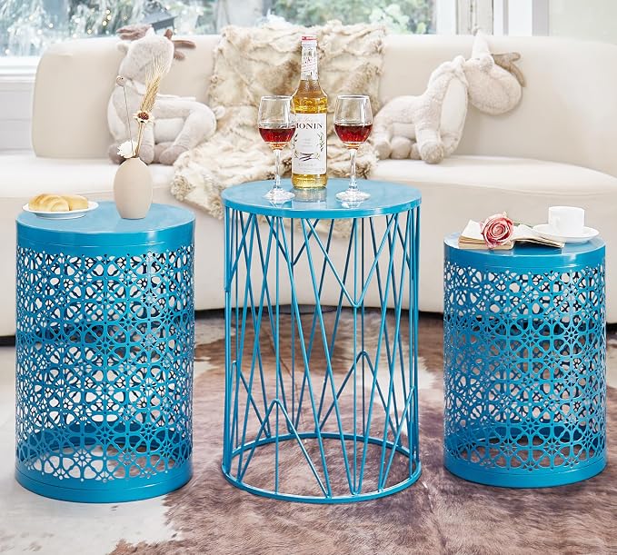Y&M Set of 3 Heavy-Duty Round End Table, Side Table, Coffee Table - Image 3
