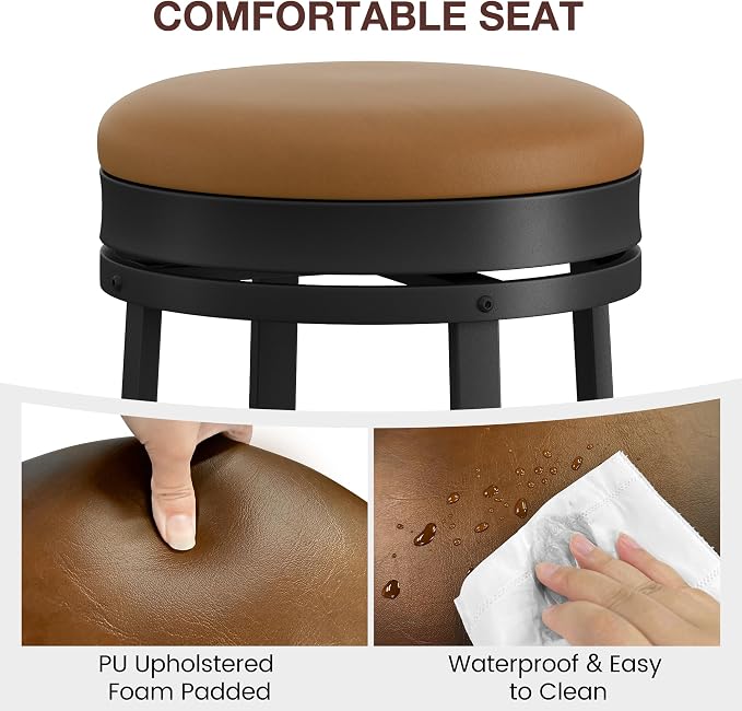 IDEALHOUSE 24'' Swivel Bar Stools Set of 2 - Image 5