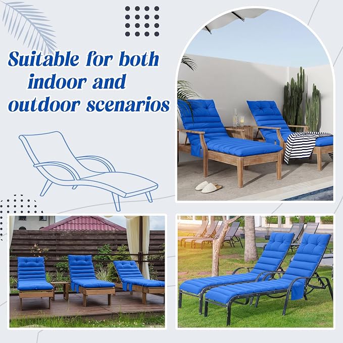 Kigley Outdoor Lounge Chair Cushions Set of 2, 72.8 x 24 x 2.3 Inch Patio - Image 5