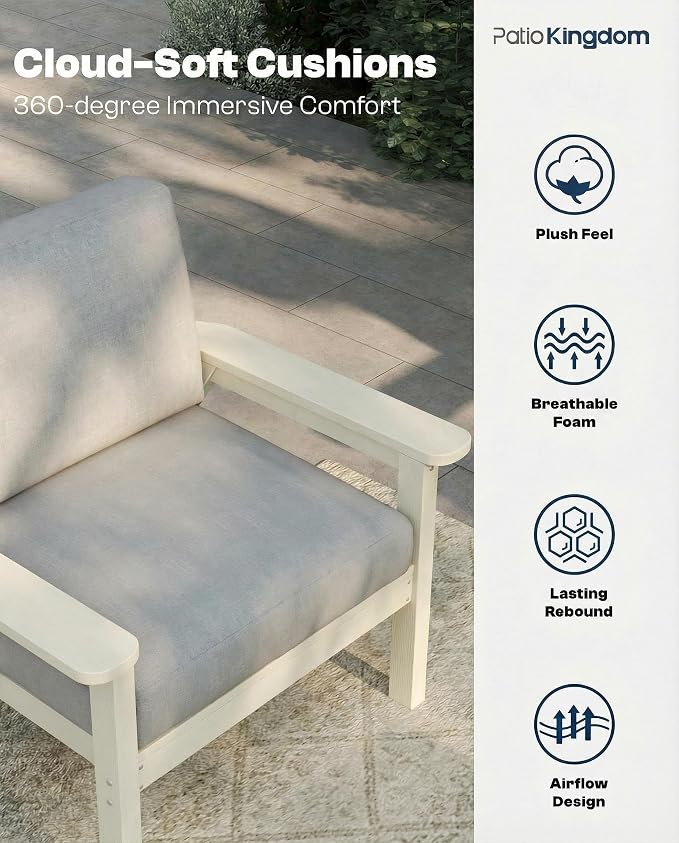 HDPE 7 Piece Patio Furniture Set, HDPE Outdoor Sectional - Image 2
