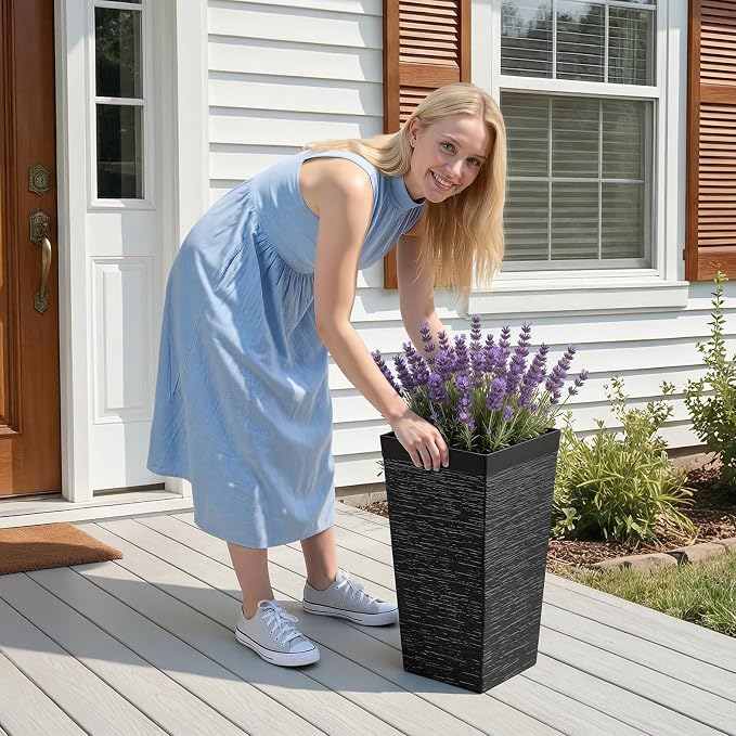VEVOR Set of 2 Tall Planters for Outdoor Plants 23 inch, Modern Planters for - Image 8