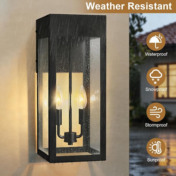 2-Pack 17.87" Extra Large Outdoor Wall Lights - Image 3