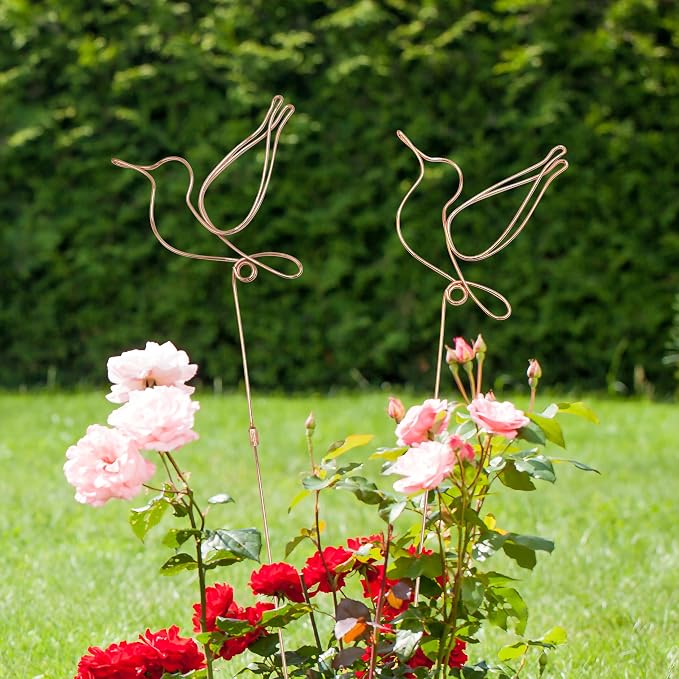 Hummingbird Decor Garden Stakes Decorative Set of 2, Hummingbirds Metal Wire - Image 2