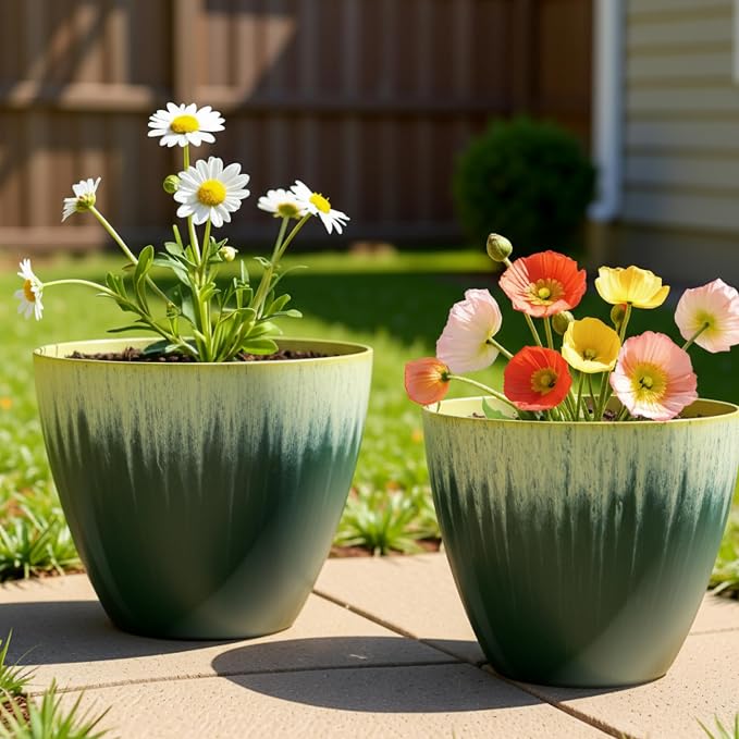 8 inch Plant Pots with Drainage Holes, Modern Glossy Finishing Planter - Image 6