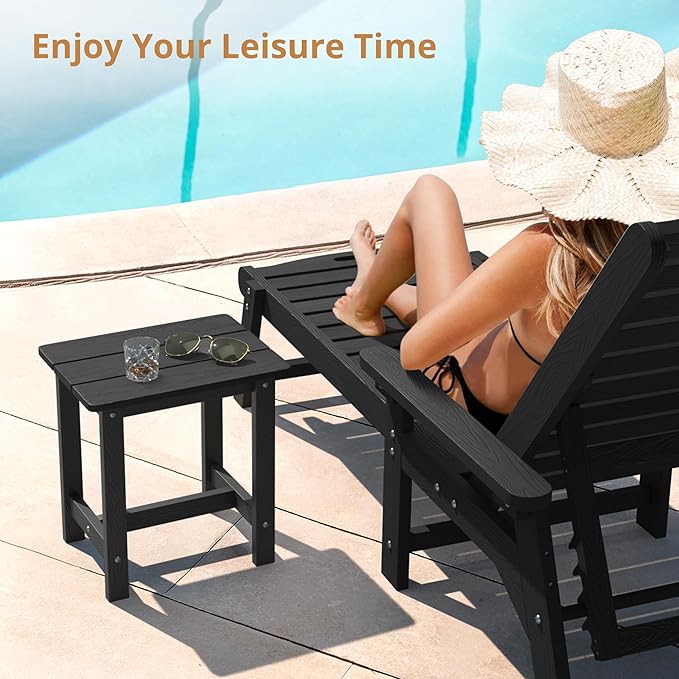 LUE BONA Outdoor Side Table, HDPS Small Outdoor Adirondack Side Tables - Image 3