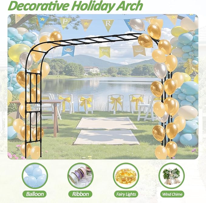Garden Arch Trellis-141.7"*94.5", Plastic-Coated Rust-Proof Arbor Trellis - Image 7